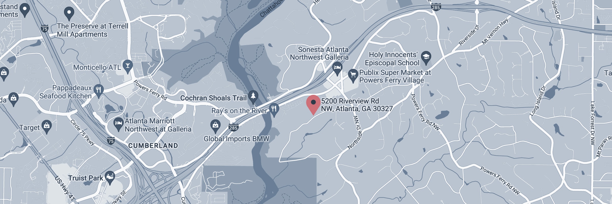 Google map directions to 5200 Riverview Road Sandy Springs, GA 30327